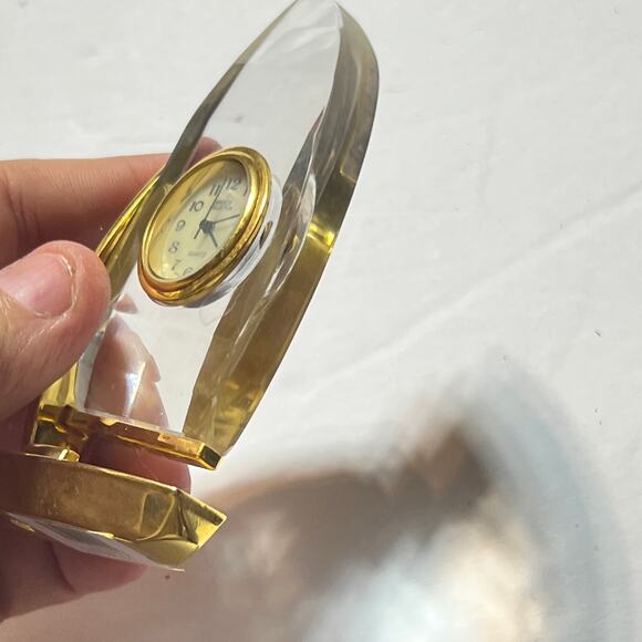 Breeze Collection Crystal Sailboat Mini Clock Japan Movement Nautical Gold Tone - Picture 9 of 11